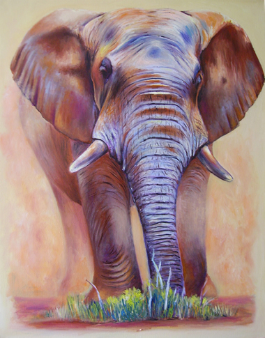 original oil painting of african elephant