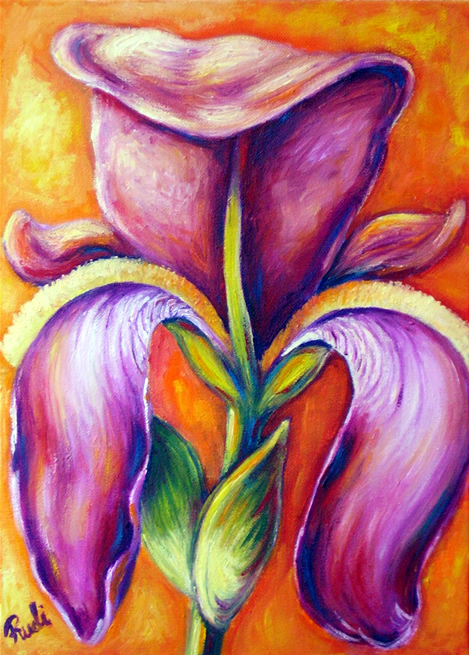 original oil painting of iris by south african artist