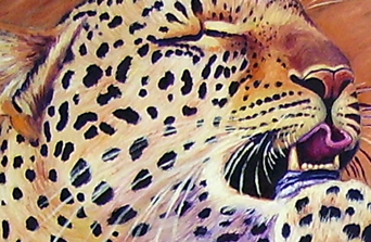 detail of leopard oil painting