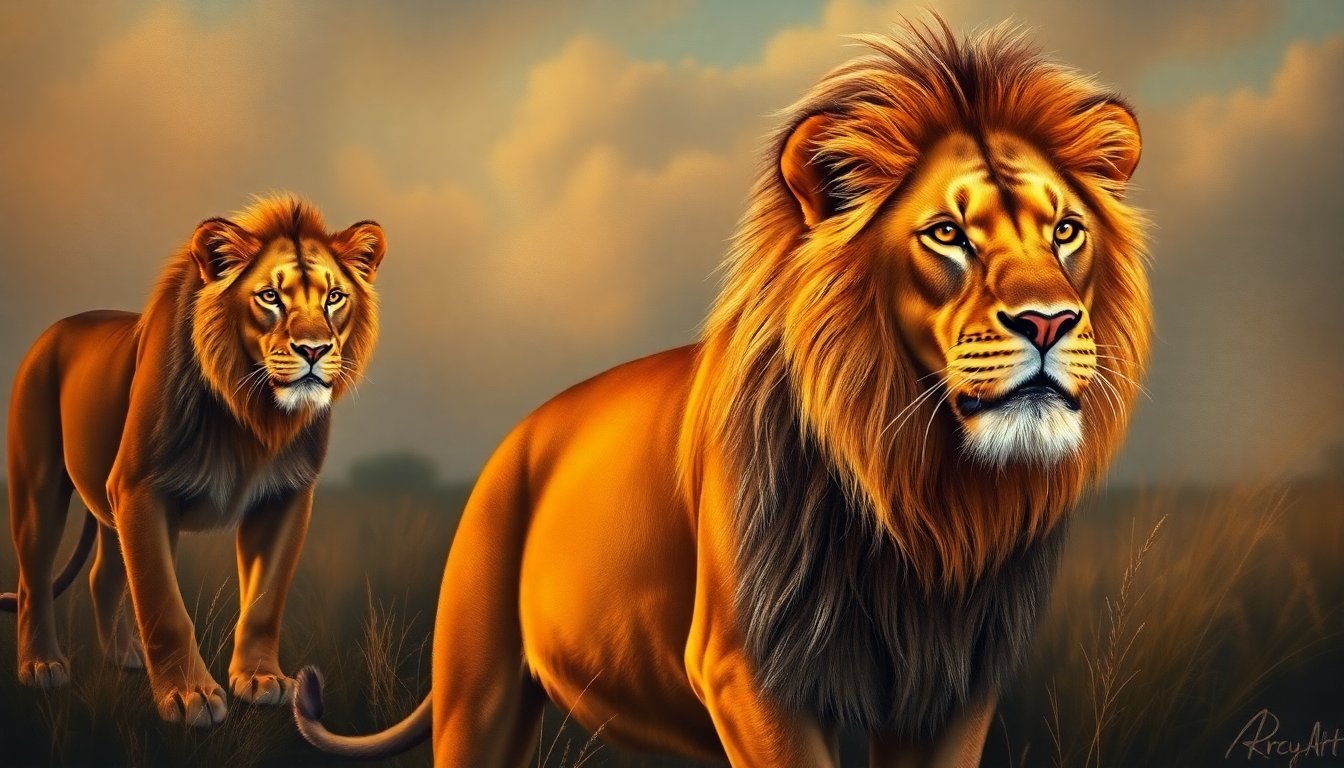 arcyart african wildlife painting lions