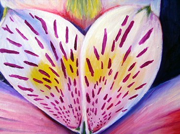 detail of inca lilly original oil painting