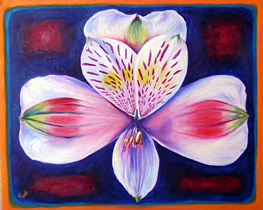 original oil painting of inca lilly
