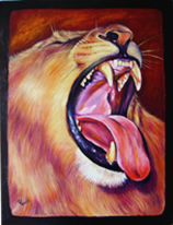 original wildlife oil painting of lion