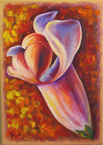 floral oil painting of snap dragon