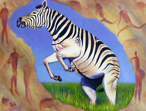 original oil painting of zebra